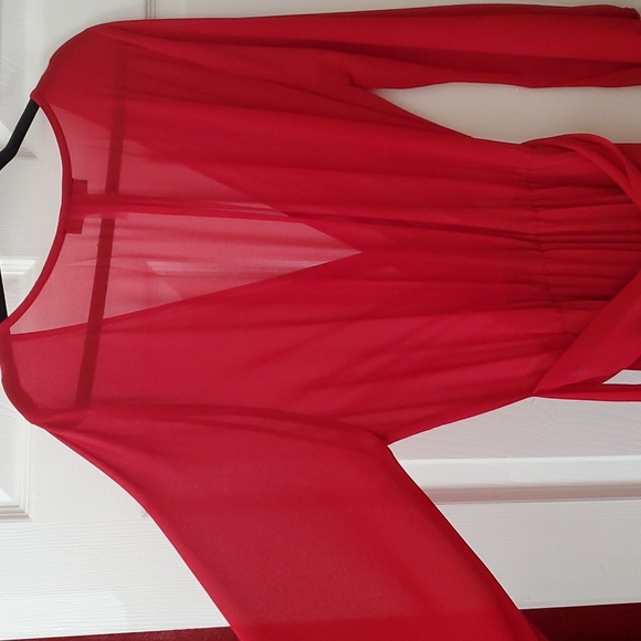 Lady in Red Pleated Dress, Size XL - Picture 12 of 15